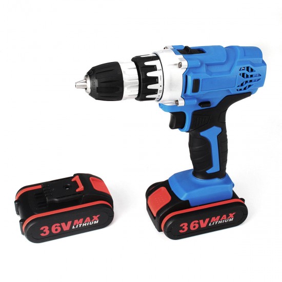 36V Electric Drill Cordless Power Screwdriver 18+1 Torque W/ 1 or 2 Li-ion Battery