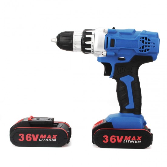 36V Electric Drill Cordless Power Screwdriver 18+1 Torque W/ 1 or 2 Li-ion Battery