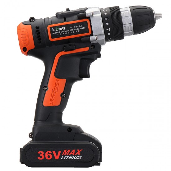 36V LED Light Cordless Electric Drill 2 Speed Digital Display Lithium Battery Household Power Drills
