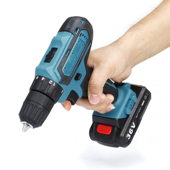 36V Rechargable Lithium Power Dirlls Cordless Electric Drill 2 Speed Adjustment LED Lighting Screw Driver Tool With 1 Or 2 Batteries