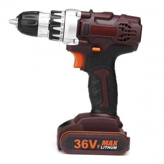 36V Rechargable Power Drills Cordless Lithium Electric Drill 18+1 Torque Stage