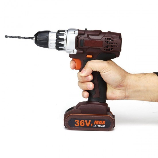 36V Rechargable Power Drills Cordless Lithium Electric Drill 18+1 Torque Stage