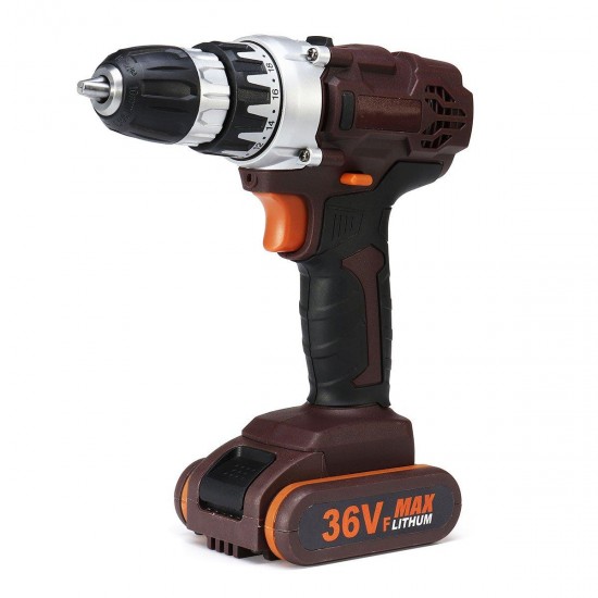 36V Rechargable Power Drills Cordless Lithium Electric Drill 18+1 Torque Stage