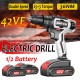 42VF 5*1500mah Electric Drill Driver 2 Speed 36NM Power Drills W/ 1 or 2 Battery 25+3 Torque DIY Powerful Tool