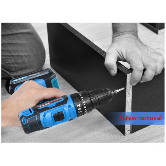 42VF Cordless Electric Impact Drill 25+1 Torque Rechargeable 2 Speed Screwdriver W/ 1 or 2 Li-ion Battery