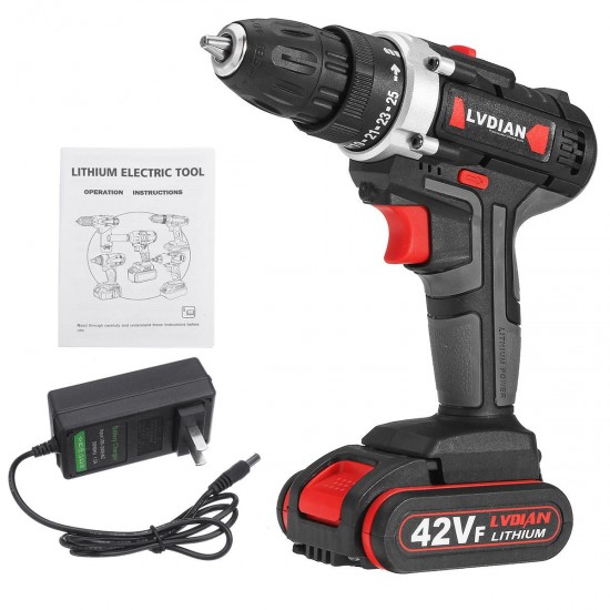 42VF Li-Ion Battery Cordless Rechargeable Electric Impact Drill Driver Screwdriver LED Light