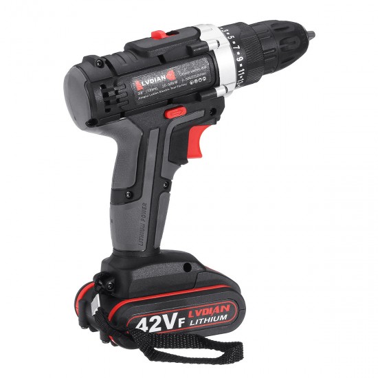 42VF Li-Ion Battery Cordless Rechargeable Electric Impact Drill Driver Screwdriver LED Light