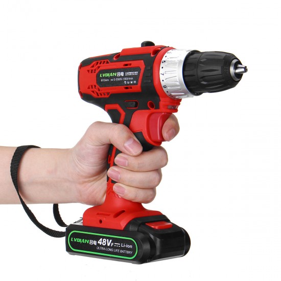 48V 2 Speed Cordless Electric Screwdriver Drill LED Rechargeable Waterproof Electric Power Dirver Drill With 2 Battery