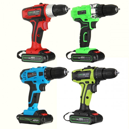 48V 2 Speed Cordless Electric Screwdriver Rechargeable Battery LED Lighting Power Drills Driver