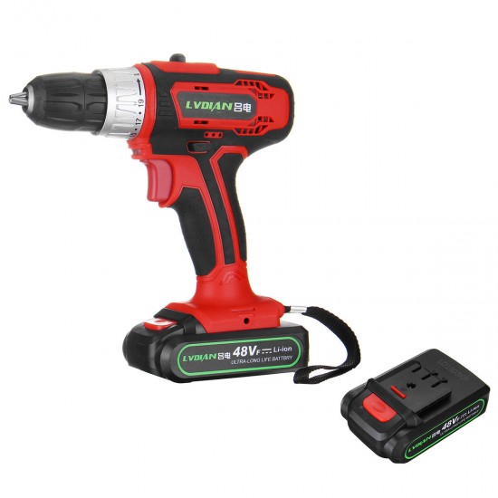 48V 2 Speed Cordless Electric Screwdriver Rechargeable Battery LED Lighting Power Drills Driver