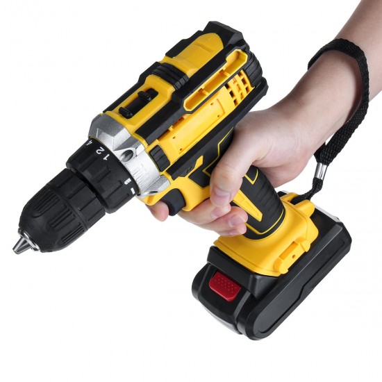 48V 2 Speed Electric Drill Li-Ion Rechargeable Power Hand Drill 18 Gear With LED Working Light Forward/Reverse Switch Function