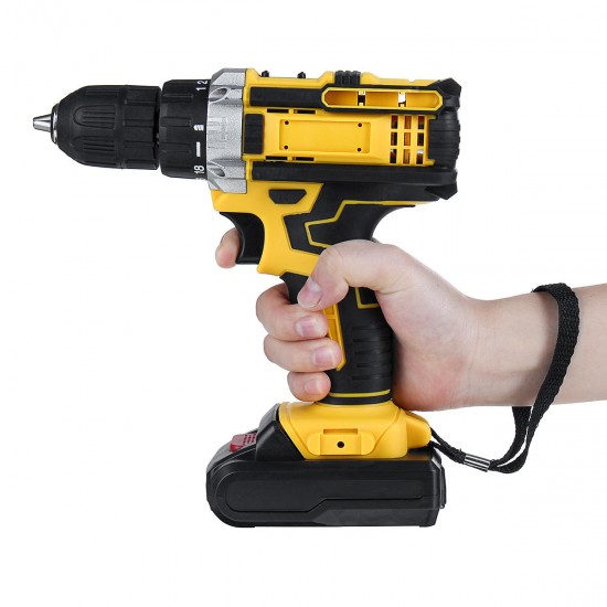 48V 2 Speed Electric Drill Li-Ion Rechargeable Power Hand Drill 18 Gear With LED Working Light Forward/Reverse Switch Function