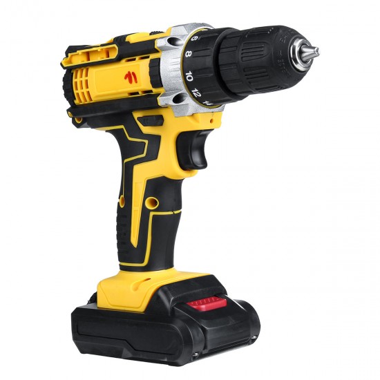 48V 2 Speed Electric Drill Li-Ion Rechargeable Power Hand Drill 18 Gear With LED Working Light Forward/Reverse Switch Function