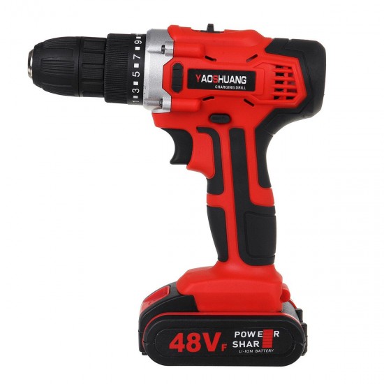 48V 25+3 Gear Rechargable Electric Drill Cordless Impact Drill Mini Wireless Electric Screwdriver With 1 or 2 Li-ion Battery