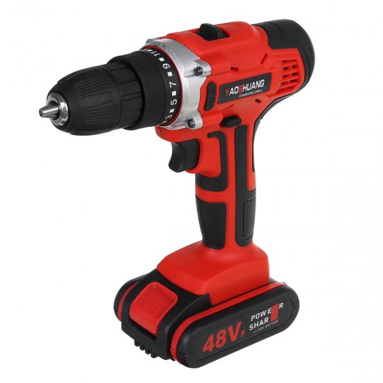 48V 25+3 Gear Rechargable Electric Drill Cordless Impact Drill Mini Wireless Electric Screwdriver With 1 or 2 Li-ion Battery