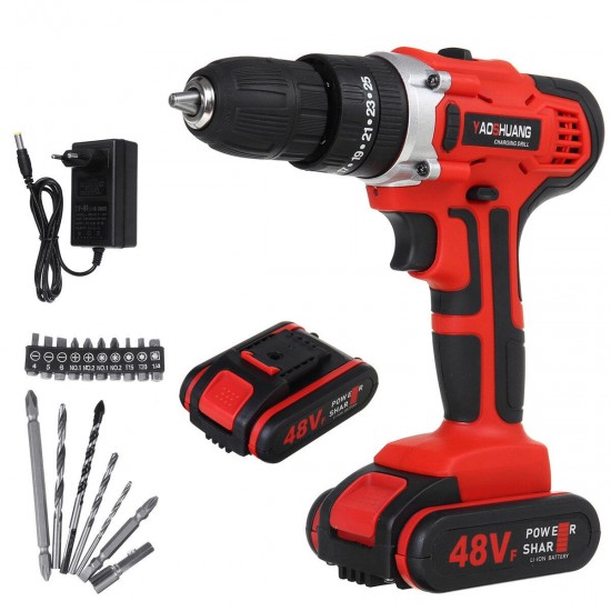 48V 25+3 Gear Rechargable Electric Drill Cordless Impact Drill Mini Wireless Electric Screwdriver With 1 or 2 Li-ion Battery 48V 25+3 Gear Rechargable Electric Drill Cordless Impact Drill Mini Wireless Electric Screwdriver With 1 or 2 Li-ion Battery