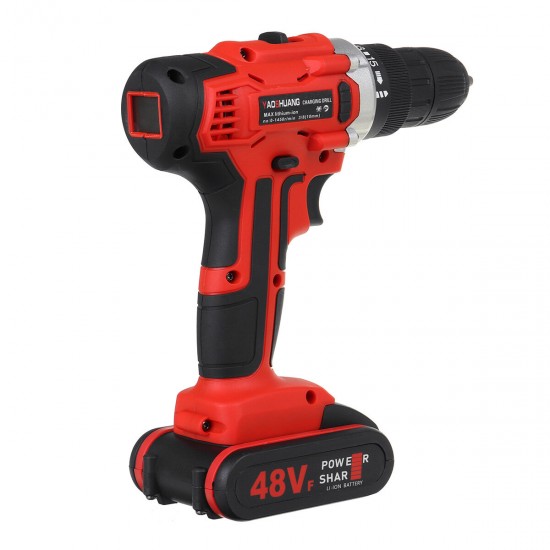 48V 25+3 Gear Rechargable Electric Drill Cordless Impact Drill Mini Wireless Electric Screwdriver With 1 or 2 Li-ion Battery