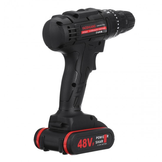 48V 3/8'' Cordless Rechargeable Electric Impact Hammer Screwdriver Drill with 1 Battery