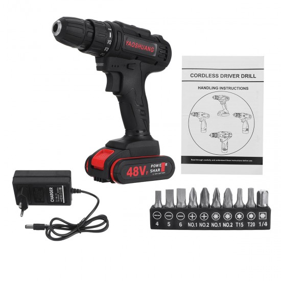 48V 3/8'' Cordless Rechargeable Electric Impact Hammer Screwdriver Drill with 1 Battery 48V 3/8'' Cordless Rechargeable Electric Impact Hammer Screwdriver Drill with 1 Battery