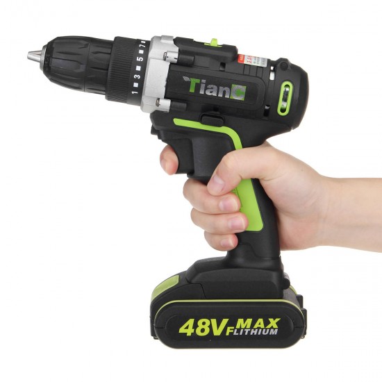48V Electric Power Cordless Drill Screwdriver Woodworking Tool with 1/2pcs Rechargeable Batteries