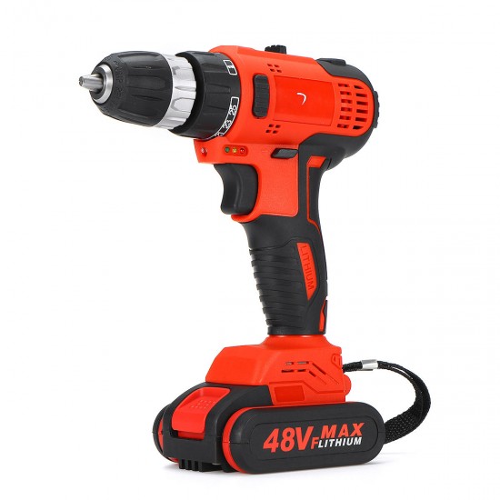 48VF 2000mAh Cordless Rechargeable Brushless Electric Drill W/ 1or 2 Battery