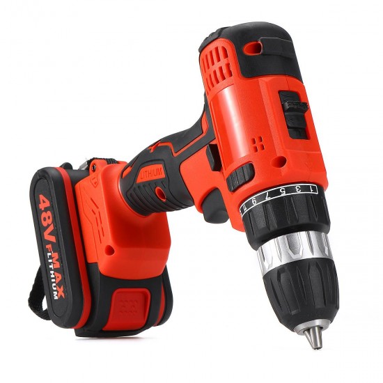 48VF 2000mAh Cordless Rechargeable Brushless Electric Drill W/ 1or 2 Battery