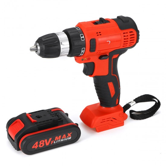 48VF 2000mAh Cordless Rechargeable Brushless Electric Drill W/ 1or 2 Battery