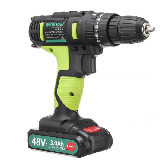 48VF 3 in 1 25+1 Gears Electric Impact Drill 2 Speeds Rechargeable Screwdriver W/ LED Light