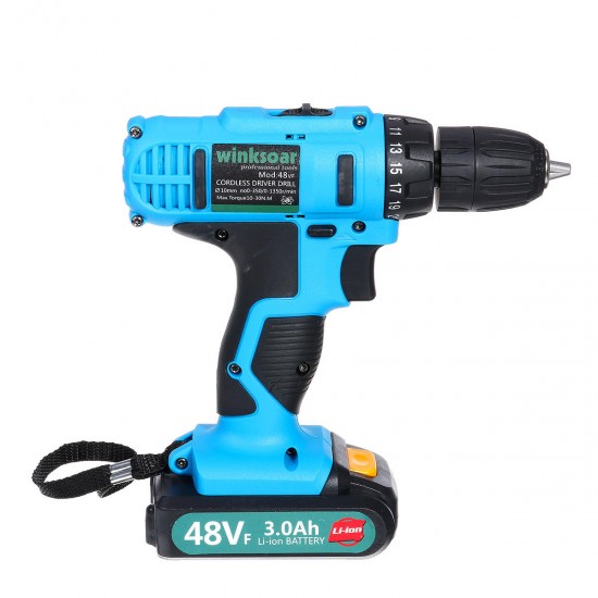 48VF 3000mAh Electric Drill Cordless Rechargeable Power Screwdriver 25+1 Torque W/ 1 or 2 Li-ion Battery