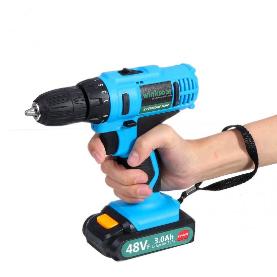 48VF 3000mAh Electric Drill Cordless Rechargeable Power Screwdriver 25+1 Torque W/ 1 or 2 Li-ion Battery