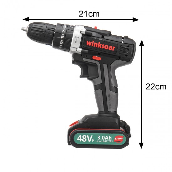 48VF 3000mAh Li-Ion Cordless Power Drill Electric Drill Driver Screwdriver Repair Tool