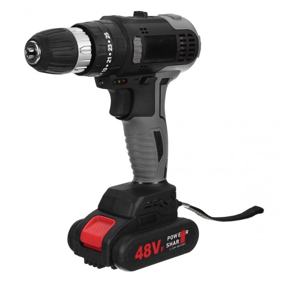 48VF Cordless Brushless Electric Impact Drill Screwdriver Power Tool W/ 1 or 2 Battery