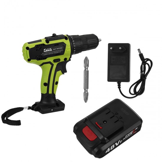 48VF Cordless Electric Drill Screwdriver Driver W/ 1 or 2 Li-ion Battery