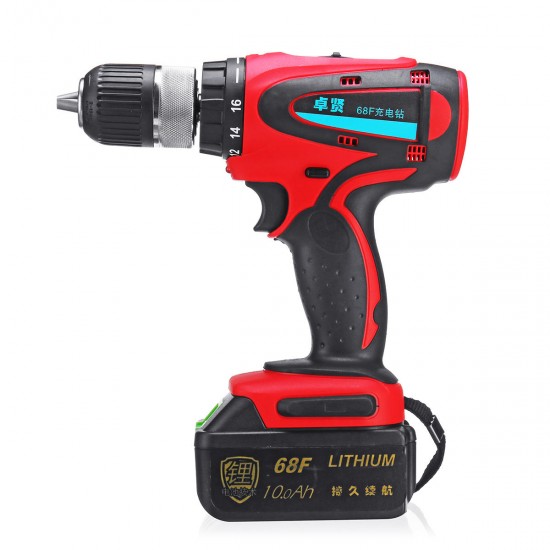 68V 10Ah Cordless Rechargeable Electric Drill 2 Speed Heavy Duty Torque Power Drills