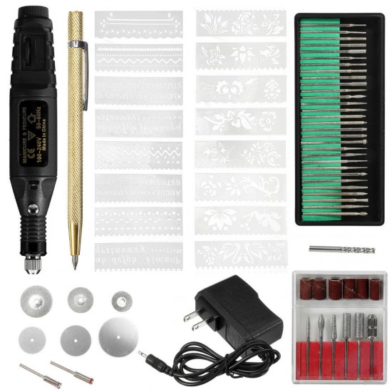 70Pcs Mini DIY Electric Engraving Pen Kit Adjustable Speed Etching Drilling Polishing Pen For Jewelry Diamond Wood