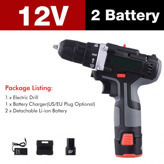 7500mAh 2 Speed Electric Drill 25+3 Torque Power Driver Drills Multi-function Rechargeable Hand Drill With 1 Or 2 Li-ion Battery
