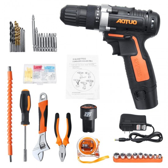 78pcs/30pcs 12V Cordless Screwdriver Tools Kit Electric Drill W/ 2pcs Battery