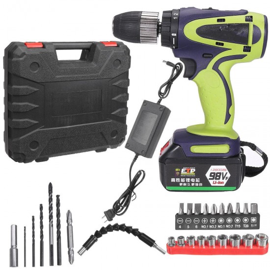98/128/168 VF 13MM Cordless Driver Electric Drill 28V Kit Lithium Battery