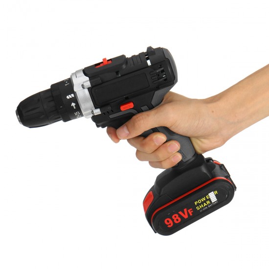 98VF Cordless Electric Impact Drill Screwdriver 25+1 Torque Rechargeable Household Screwdriver