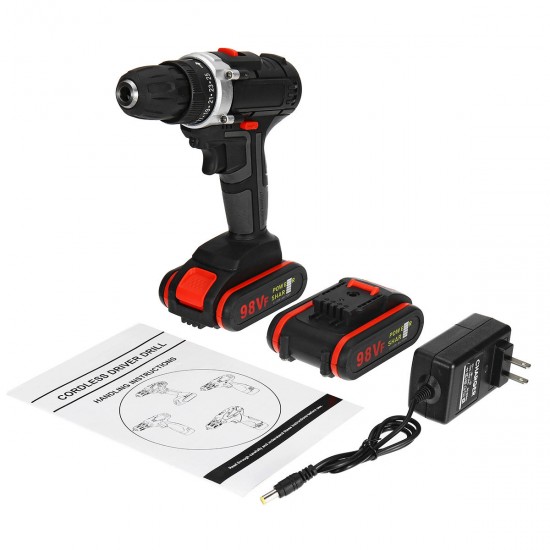 98VF Electric Cordless Impact Drill Screwdriver 25+1 Torque LED with 2 Battery 98VF Electric Cordless Impact Drill Screwdriver 25+1 Torque LED with 2 Battery