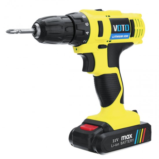 AC 110-220V DC 21V Lithium Cordless Rechargeable Power Drill Electric Screwdriver Two Speed