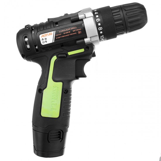 12V Li-Ion Cordless Power Drills Driver Rechargeable Screwdriver 2 Speed LED light