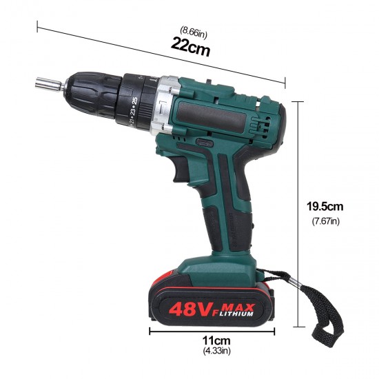 Cordless Brushless Hammer Impact Drill Driver High/Low Speed 2 Battery Set