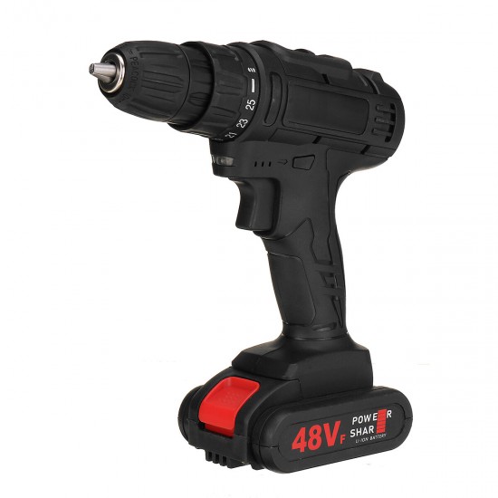 Cordless Impact Wrench Drill Socket 25 Speeds LED Electric Screwdrive w/ 1/2 Batteries