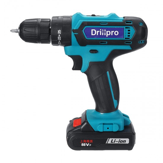 88VF Cordless Electric Impact Drill Li-ion Battery Rechargeable 25+3 Torque Screwdriver Bit