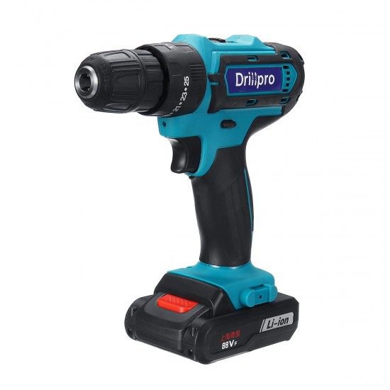 88VF Cordless Electric Impact Drill Li-ion Battery Rechargeable 25+3 Torque Screwdriver Bit