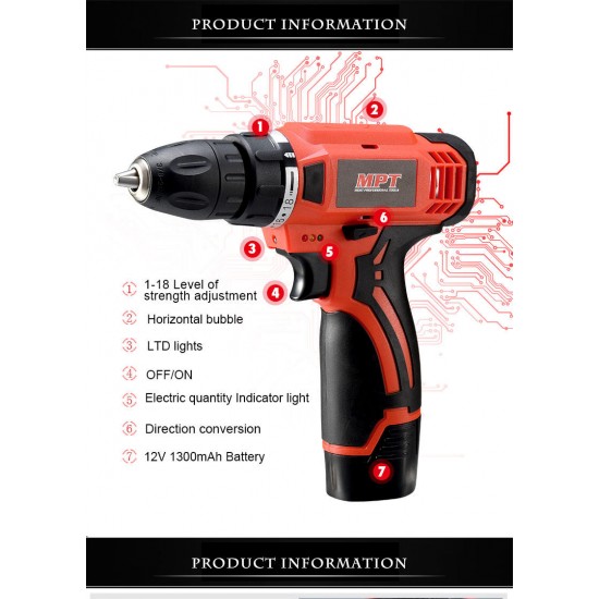 12V Rechargeable Lithium Battery Hand Electric Drill Charger Cordless Electric Screwdriver Tools