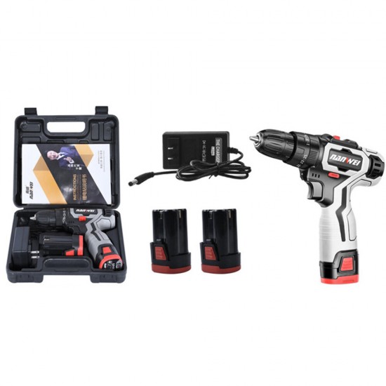18V Brushed Impact Drill 27N/M Li-ion Rechargeable Electric Flat Drill Screw Driver 2 Speeds 25+3 Gears + 2 Battery 18V Brushed Impact Drill 27N/M Li-ion Rechargeable Electric Flat Drill Screw Driver 2 Speeds 25+3 Gears + 2 Battery