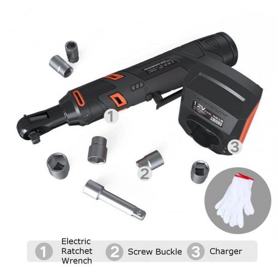 Power Cordless Ratchet Wrench Toolkit 3/8Inch 60NM 12V Electric Ratchet Wrench Right Angle With Battery and Charger