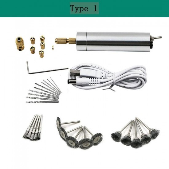 Protable Electric Engraving Pen Mini Grinding Woodworking Milling Cutters Micro Polishing Brush Drill Tools Kit